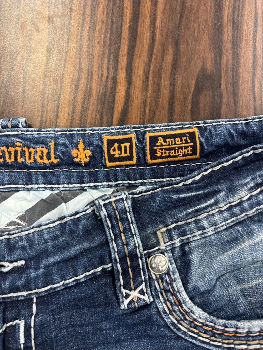 Rock Revival - Mens Amari J200R Straight Jean, size 40 US mens, color blue. - Picture 6 of 7